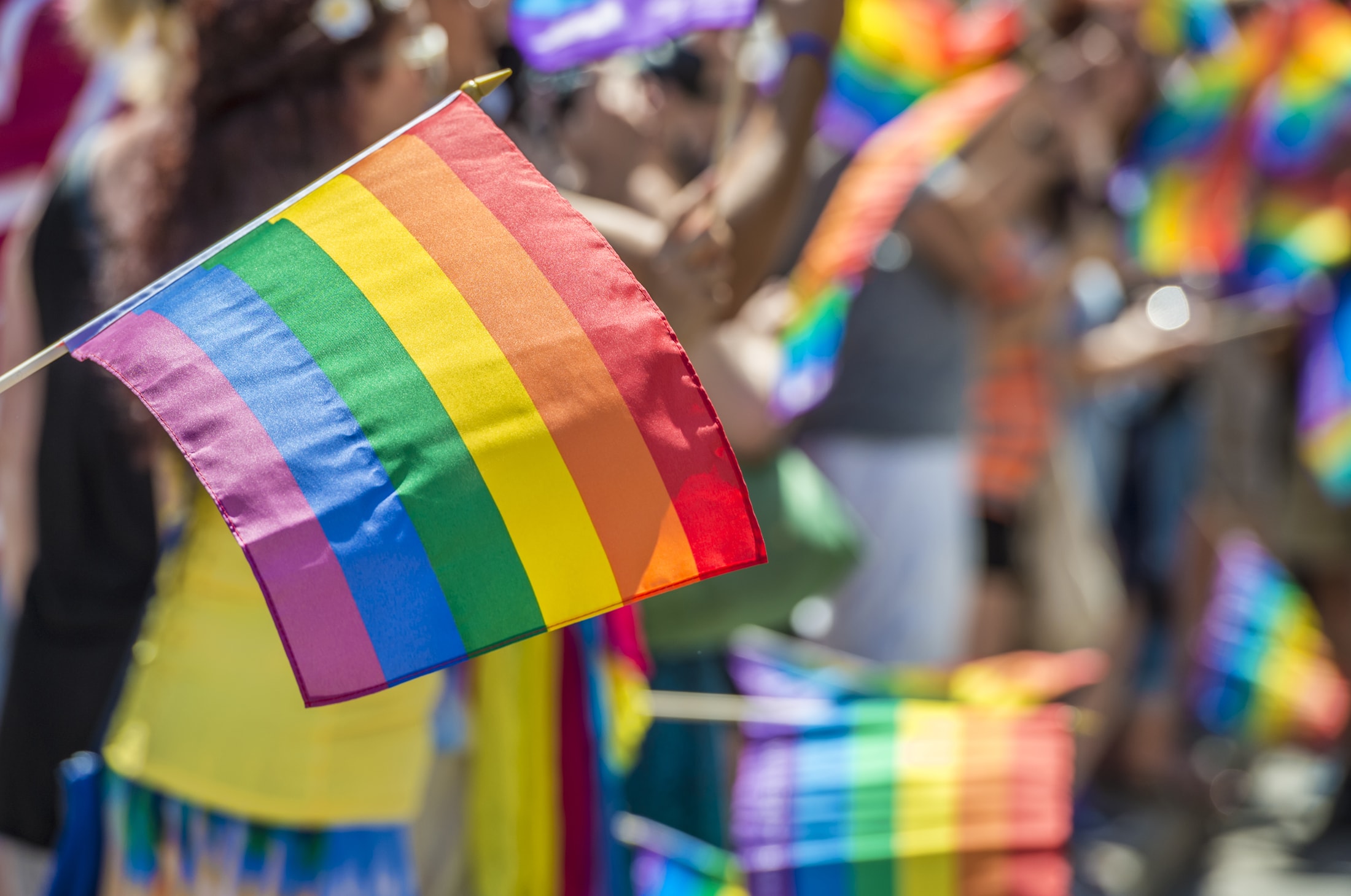 close up a a pride rainbow flag
